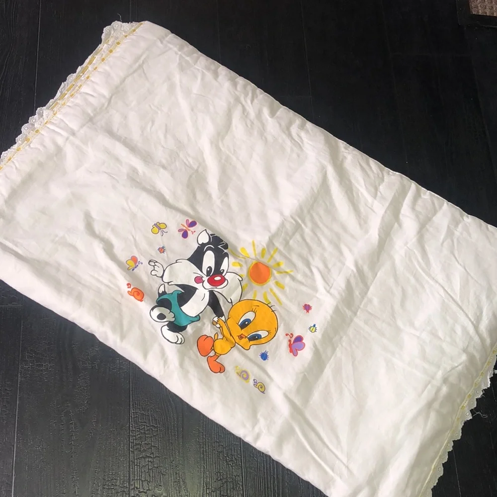 Looney Tunes Sylvester Tweety Bird Toddler Bed Comforter Blanket Vintage‎